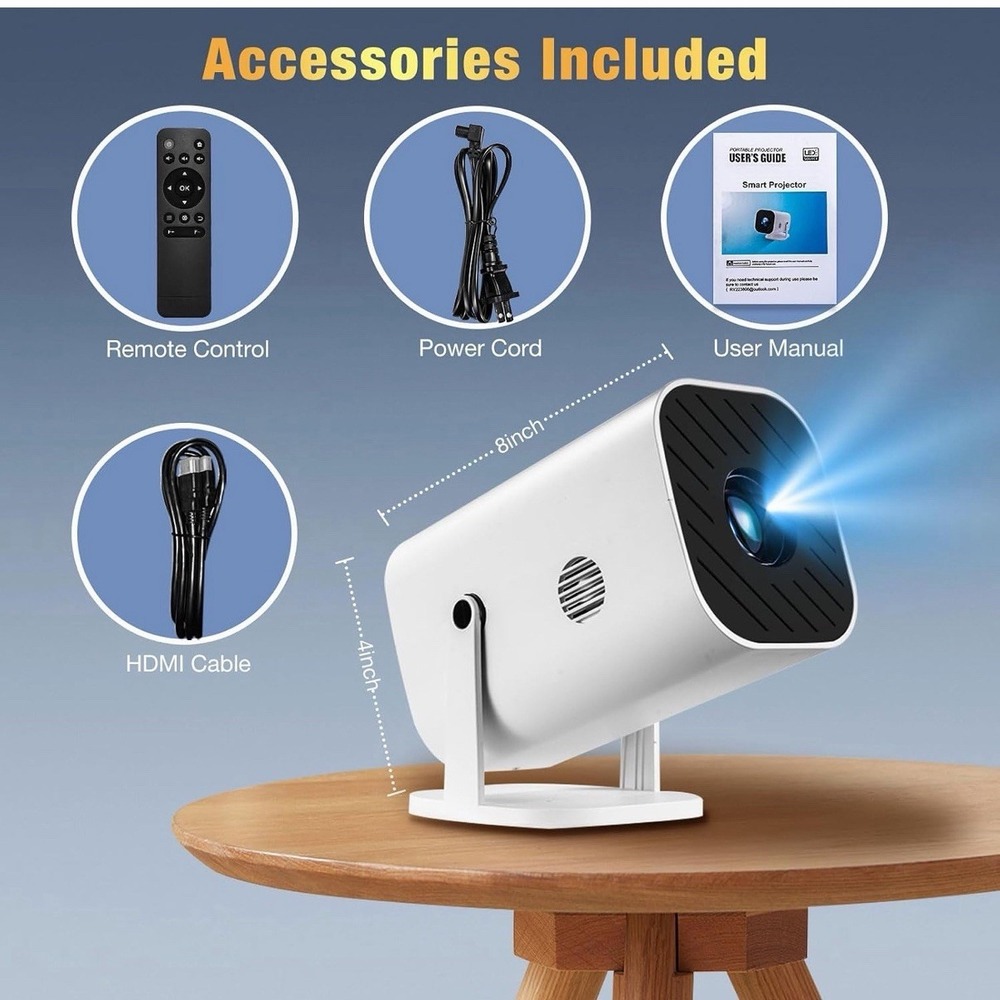 Mini Projector with Wifi and Bluetooth, Built-in Apps,Movie Projector - Picture 9 of 12